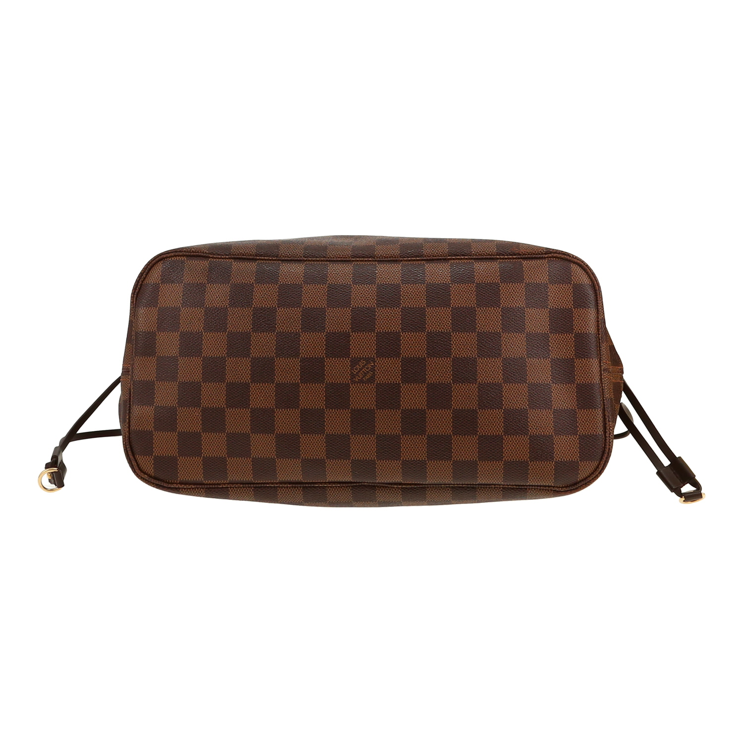 Sac cabas Louis Vuitton  Neverfull en toile damier ébène et cuir marron - Detail D1