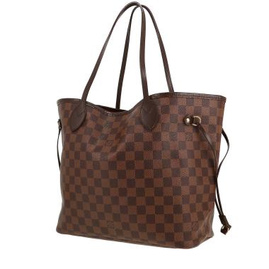 Shopping bag Louis Vuitton  Neverfull in tela a scacchi ebana e pelle marrone