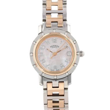 Reloj Hermès Clipper de acero y oro chapado Circa 2010