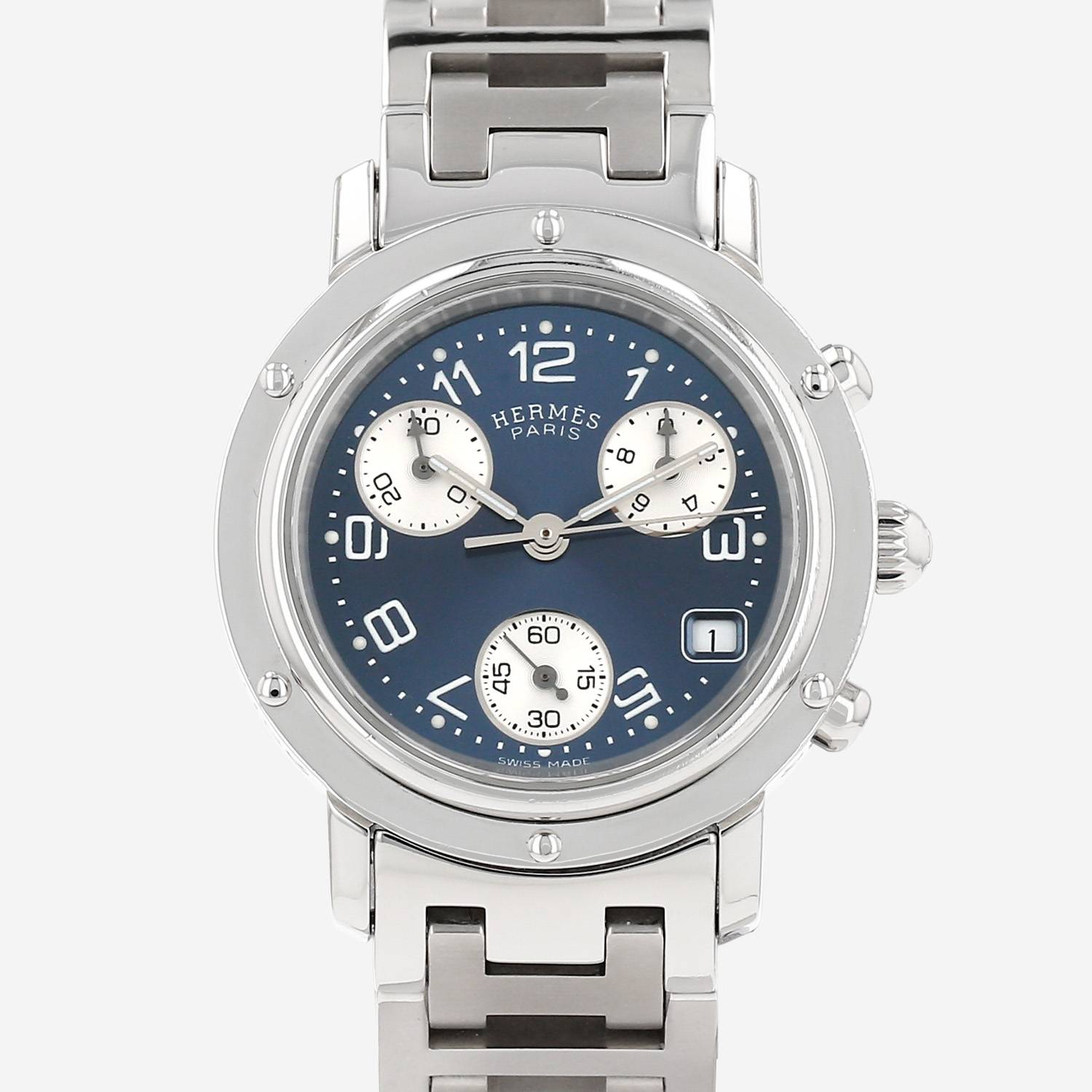 Montre Hermès Clipper Chrono en acier Ref: Hermès - CL1.310  Vers 2000