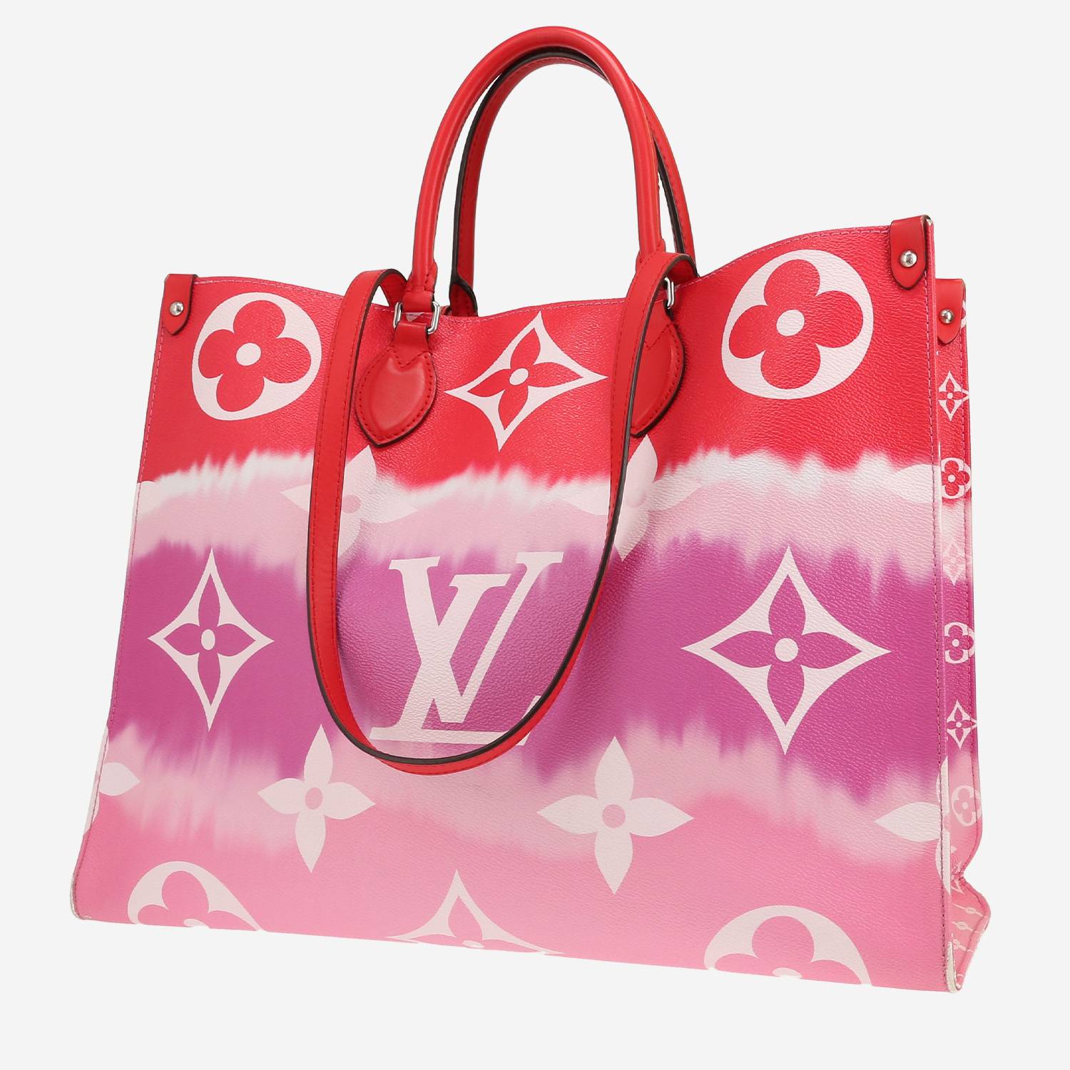 Louis Vuitton  Onthego shopping bag  in red and pink two tones  monogram canvas  and red leather