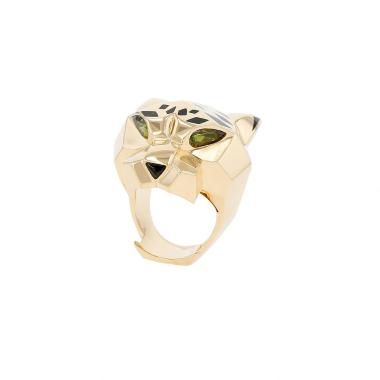 Bague Cartier Panthère en or jaune, péridots et onyx