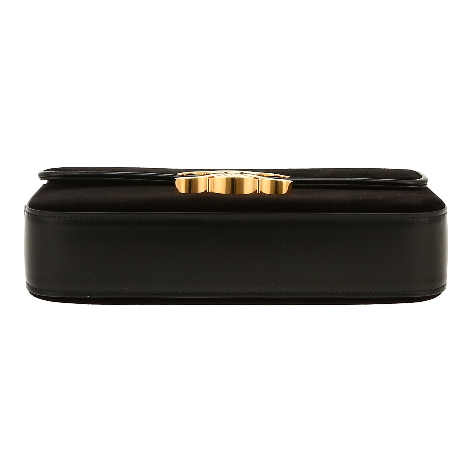 Bolso de mano Celine  Claude en cuero negro y terciopelo negro - Detail D1