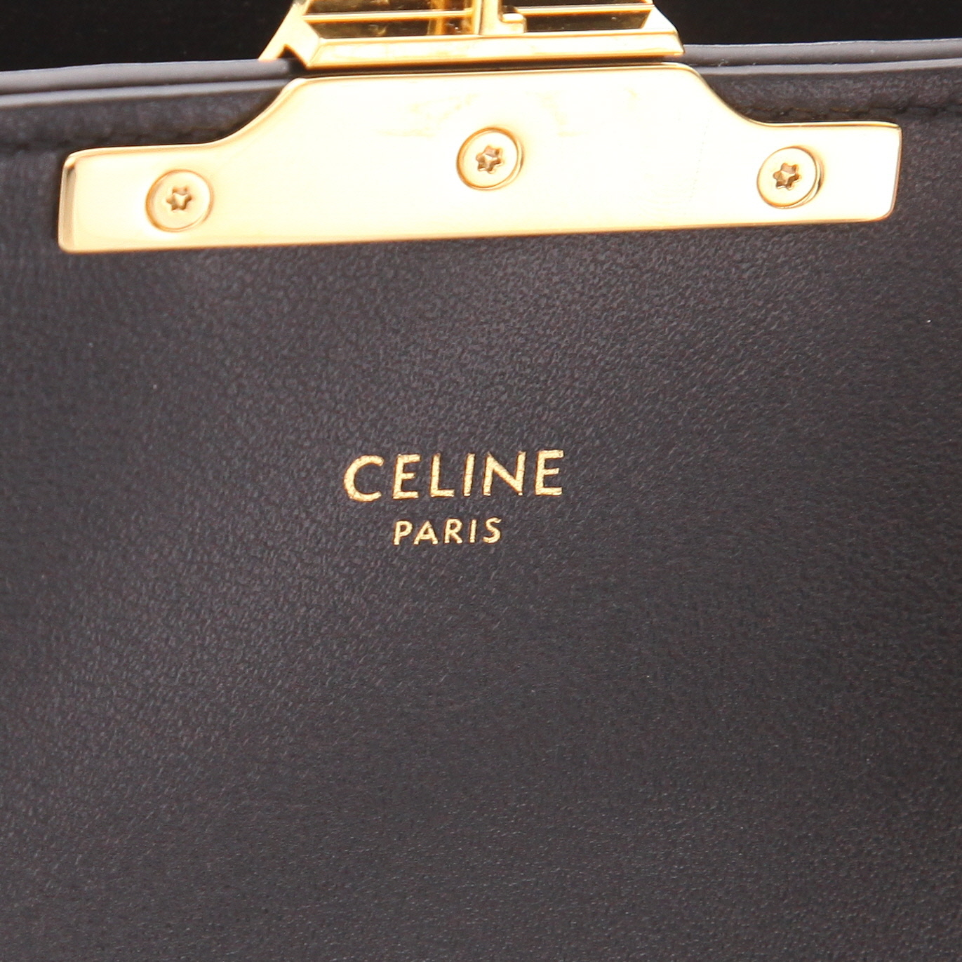 Celine  Claude handbag  in black leather  and black velvet - Detail D2