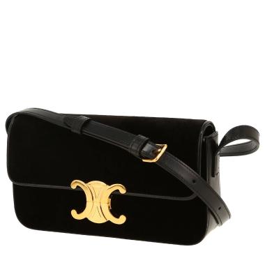 Celine  Claude handbag  in black leather  and black velvet