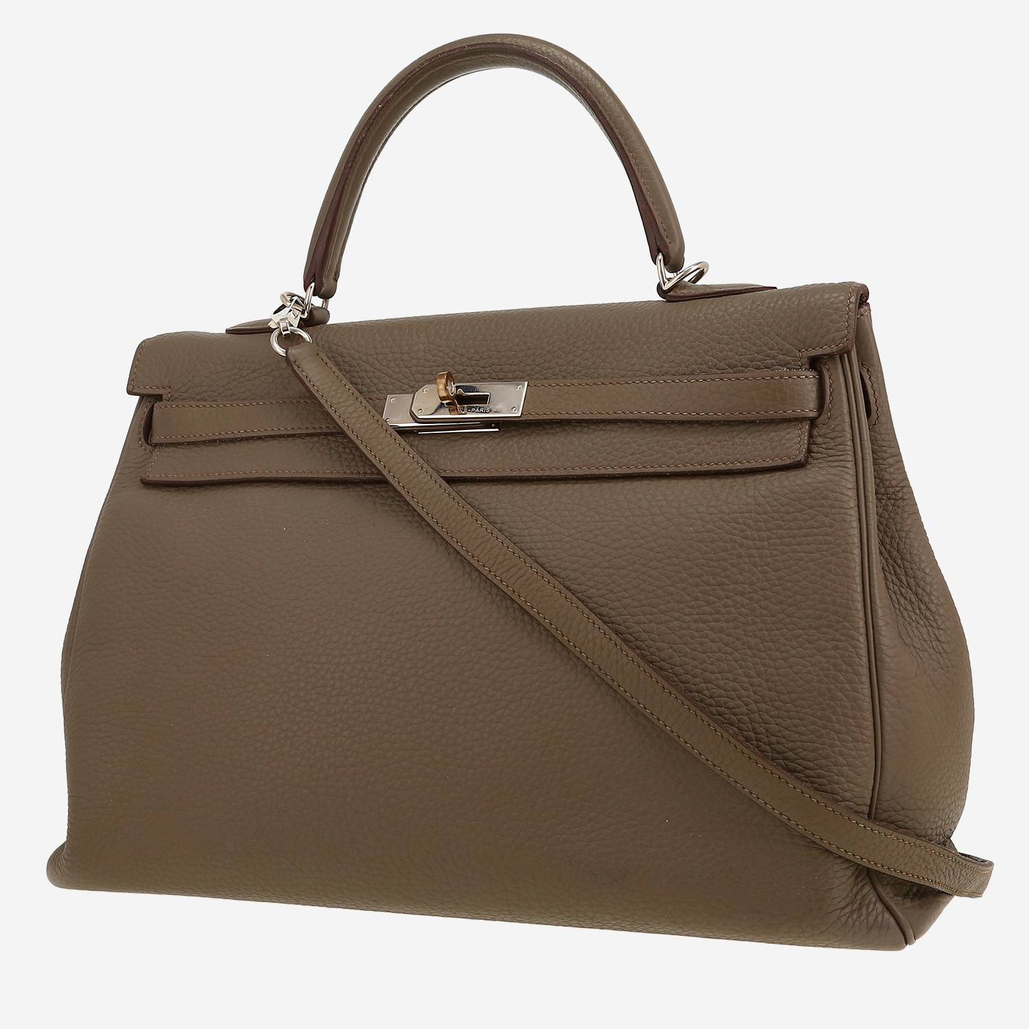 Bolso de mano Hermès  Kelly 35 cm en cuero togo gris