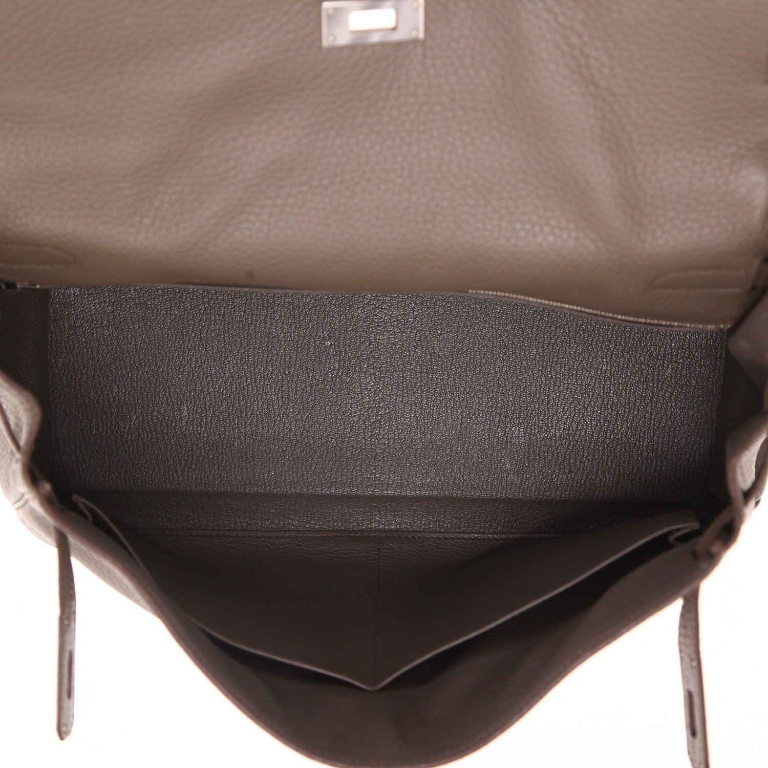 Bolso de mano Hermès  Kelly 35 cm en cuero togo gris - Detail D3