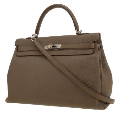 Borsa Hermès  Kelly 35 cm in pelle togo grigia