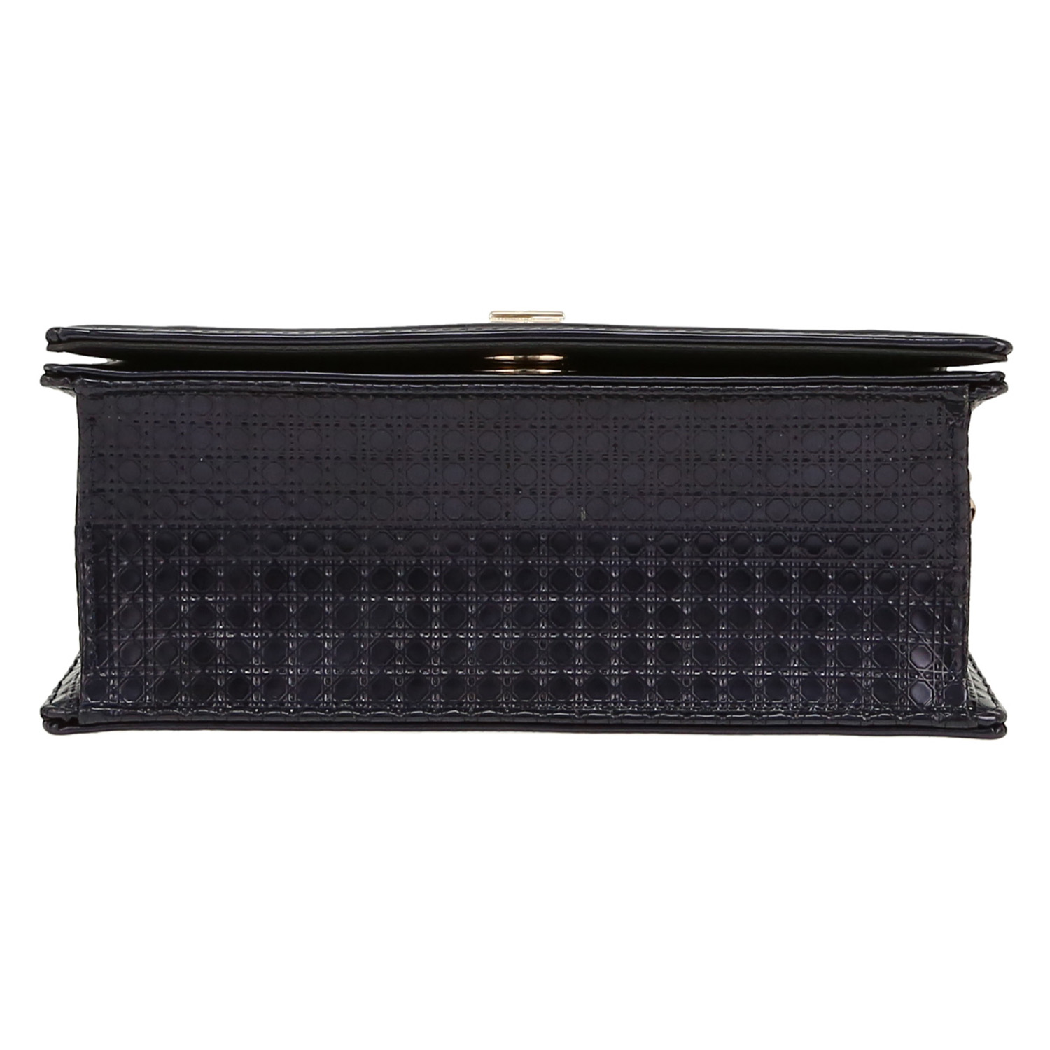 Sac bandoulière Dior  Diorama en cuir verni bleu-marine - Detail D1