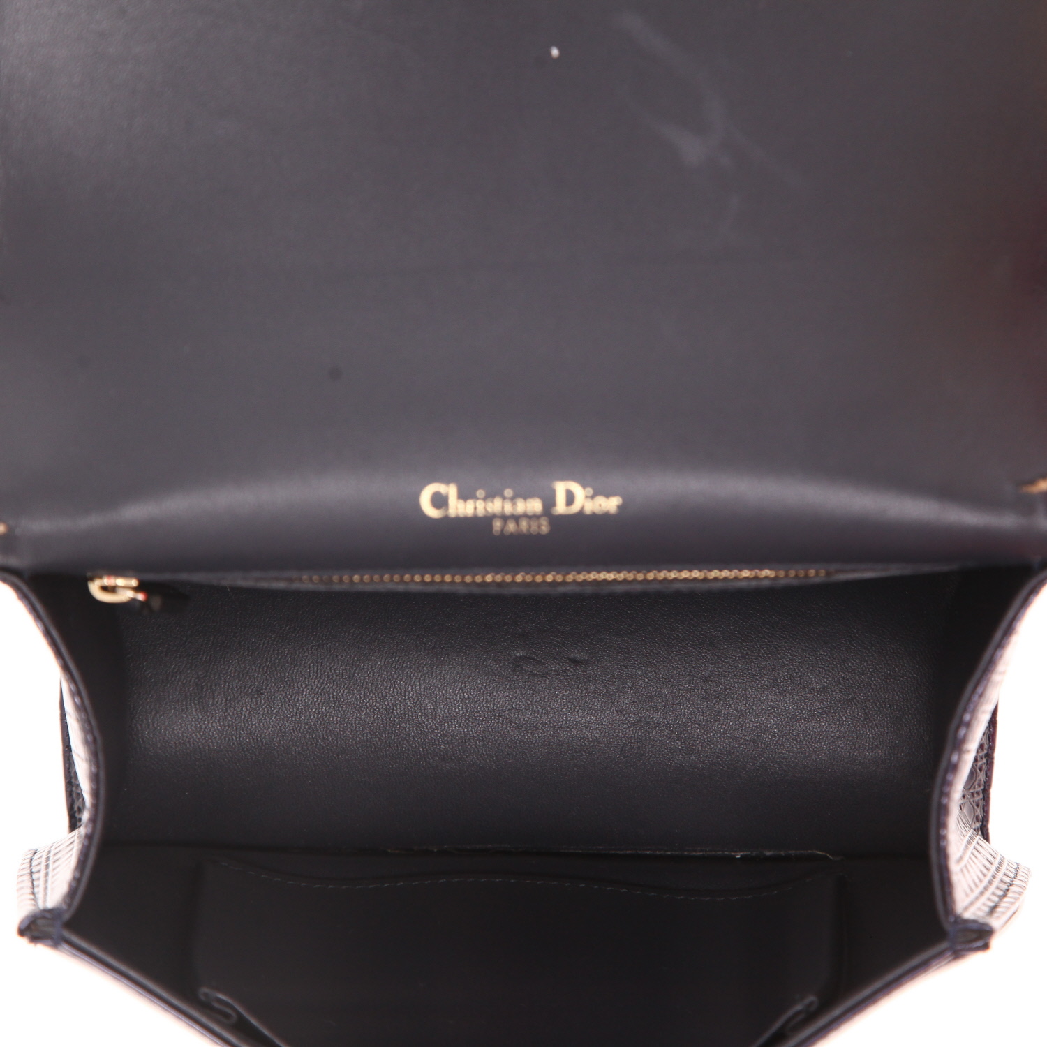 Sac bandoulière Dior  Diorama en cuir verni bleu-marine - Detail D3