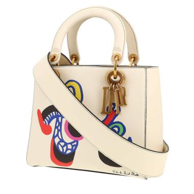 Borsa a tracolla Dior  Lady Dior Edition Limitée in pelle bianco sporco