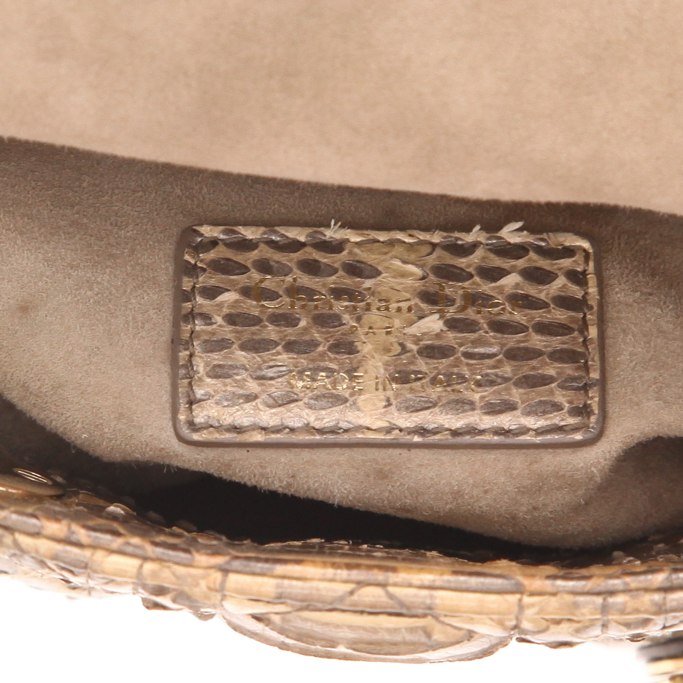 Dior  Lady Dior shoulder bag  in gold python - Detail D2