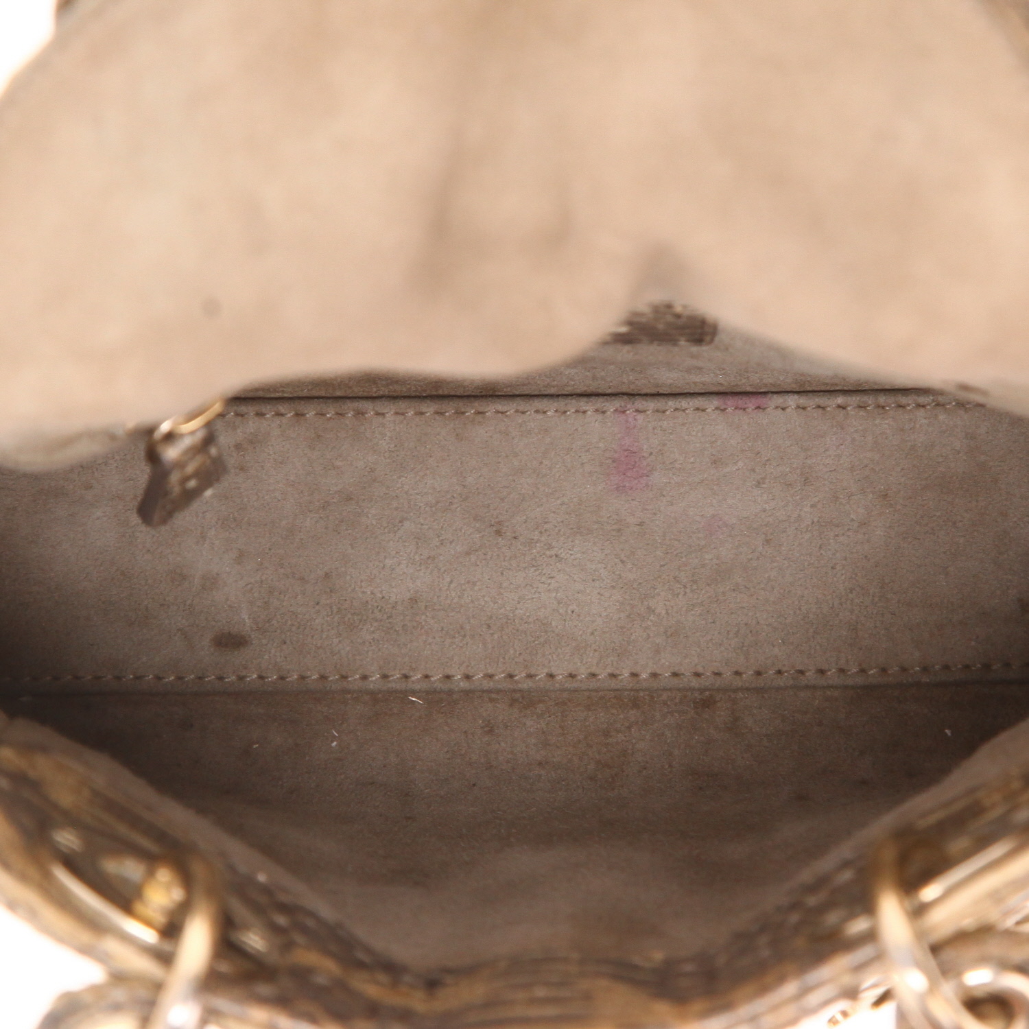 Borsa a tracolla Dior  Lady Dior in pitone dorato - Detail D3