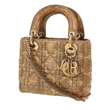 Borsa a tracolla Dior  Lady Dior in pitone dorato