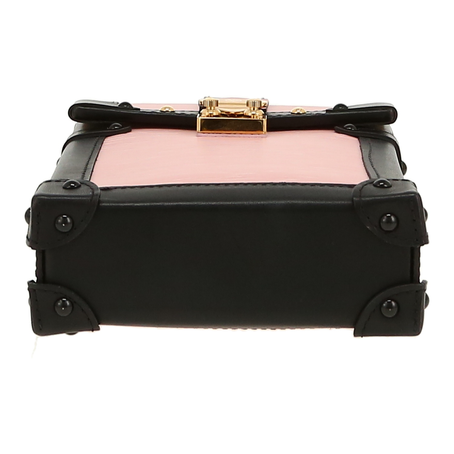 Borsa a tracolla Louis Vuitton  Petite Malle in pelle Epi rosa e pelle nera - Detail D1