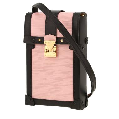 Sac bandoulière Louis Vuitton  Petite Malle en cuir épi rose et cuir noir