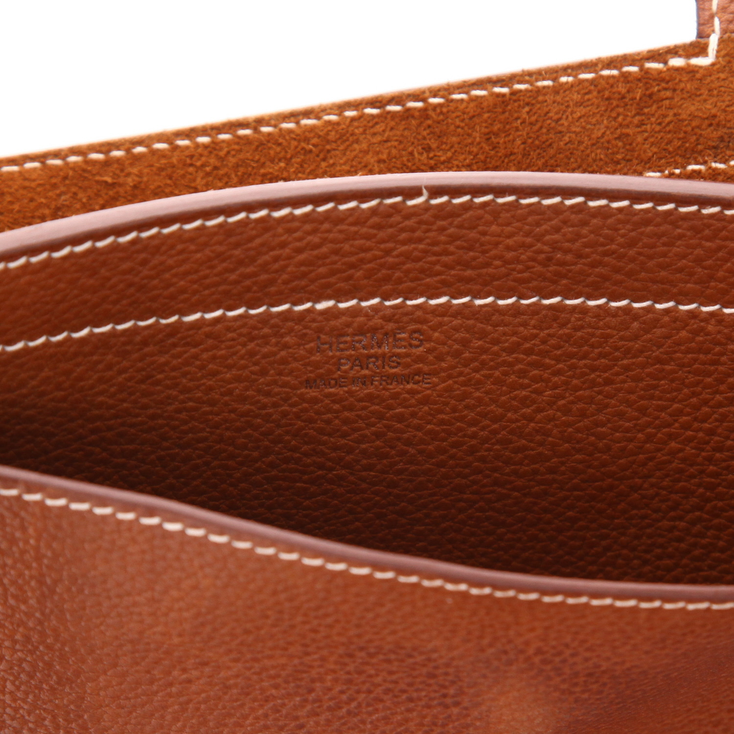 Shopping bag Hermès  Cabasellier in Barenia Faubourg gold - Detail D2