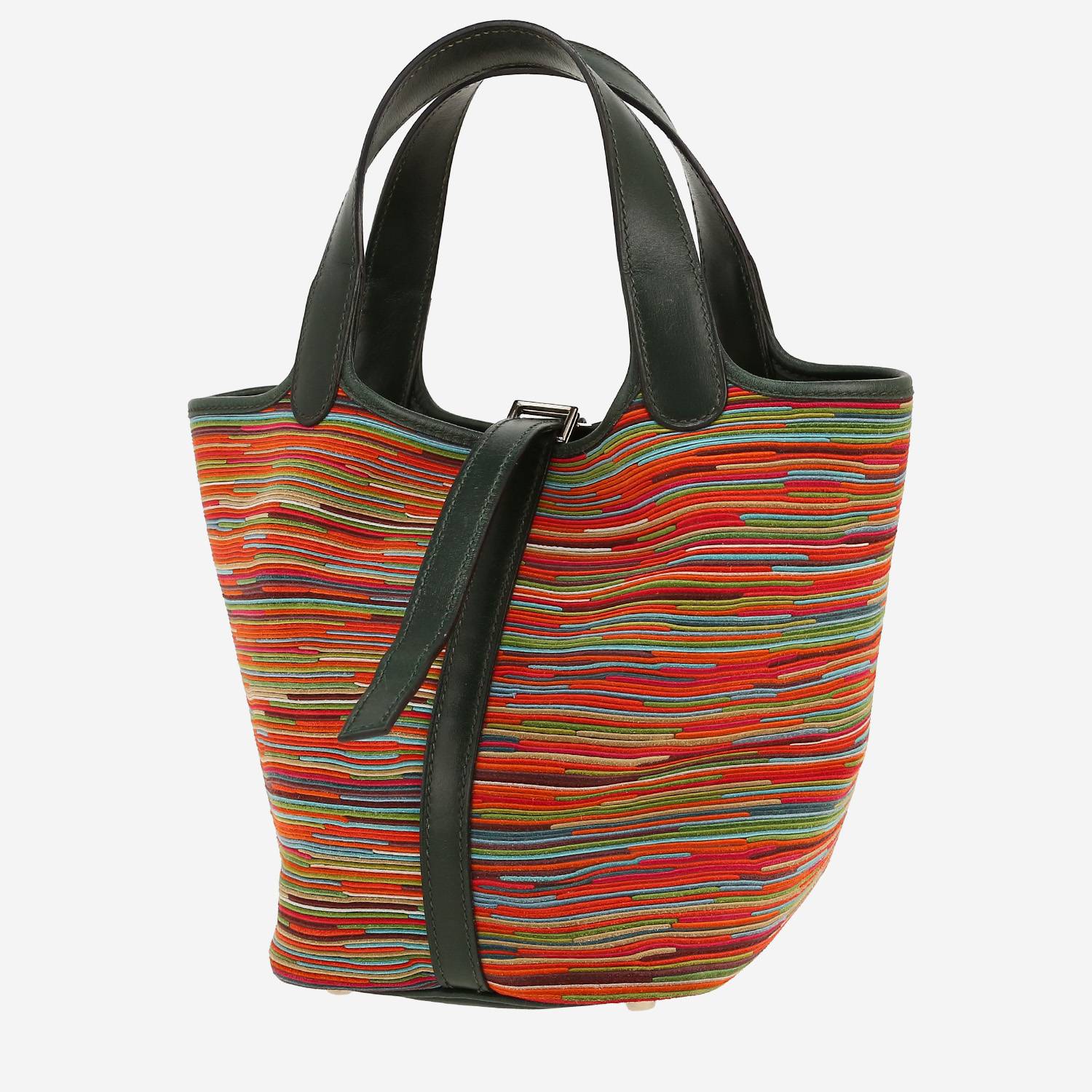 Hermès  Picotin 18 cm handbag  in multicolor vibrato leather  and green box leather