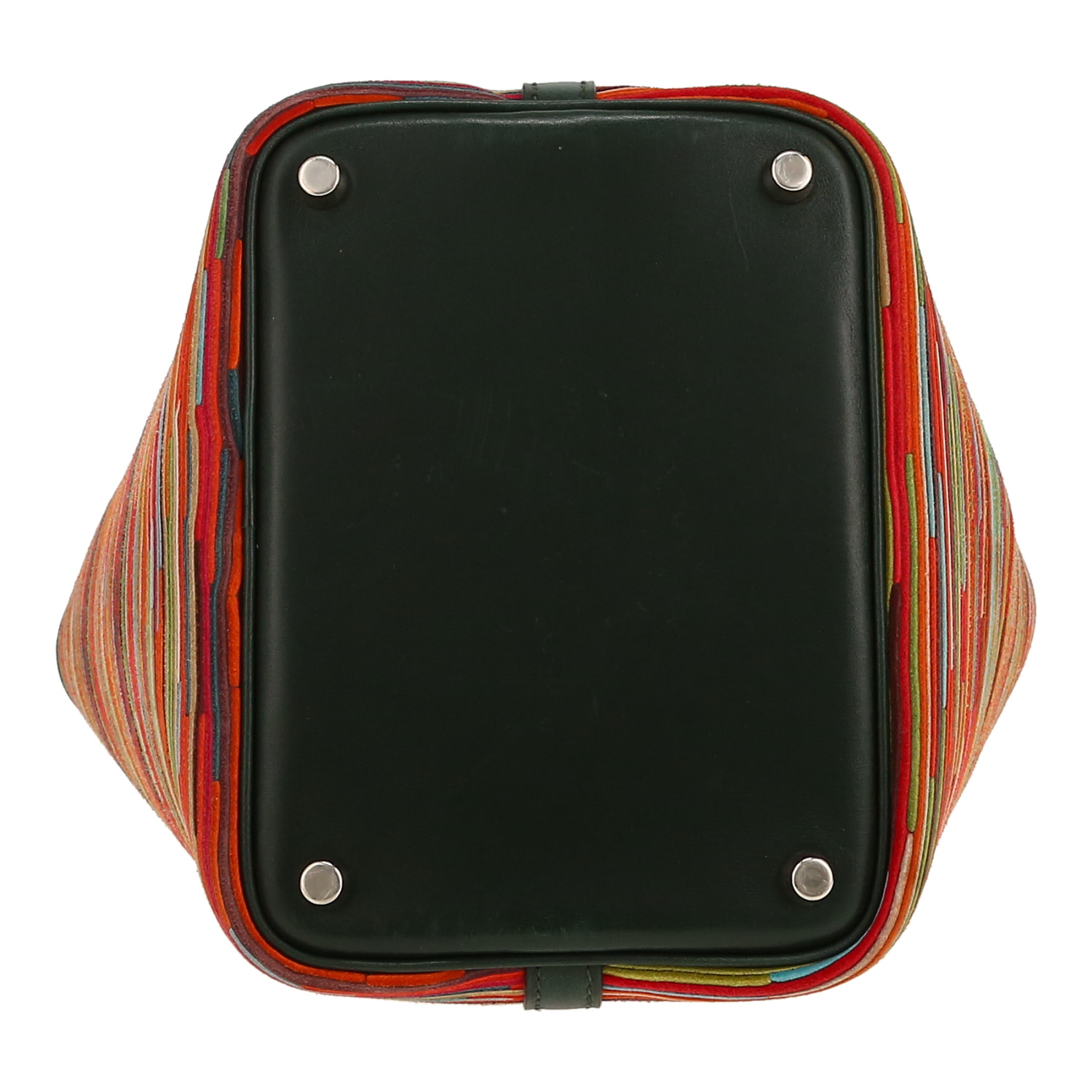 Bolso de mano Hermès  Picotin 18 cm en cuero vibrato multicolor y cuero box verde pino - Detail D1