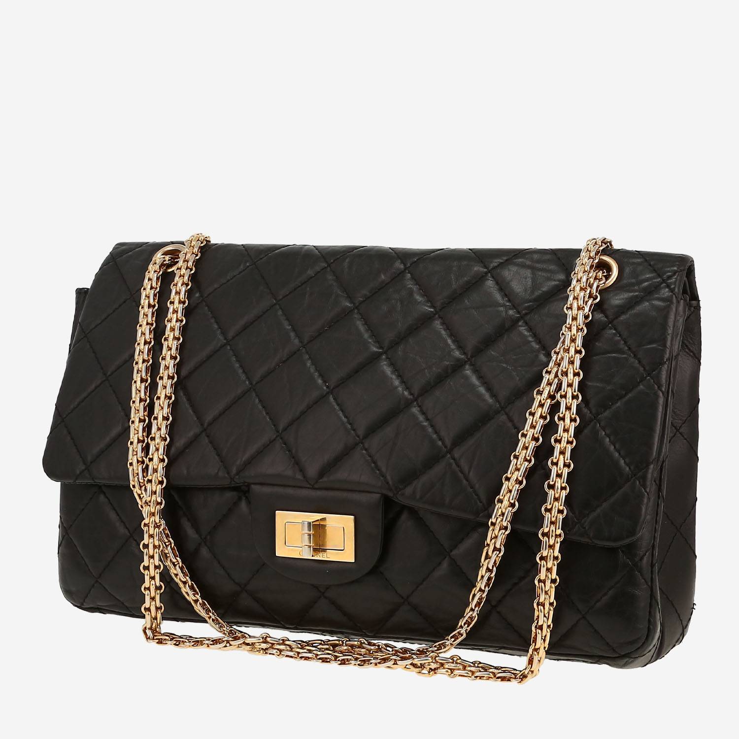 Bolso bandolera Chanel  2.55 en cuero acolchado negro