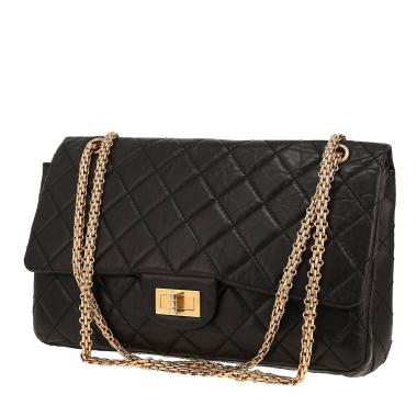 Chanel  2.55 shoulder bag  in black quilted leather