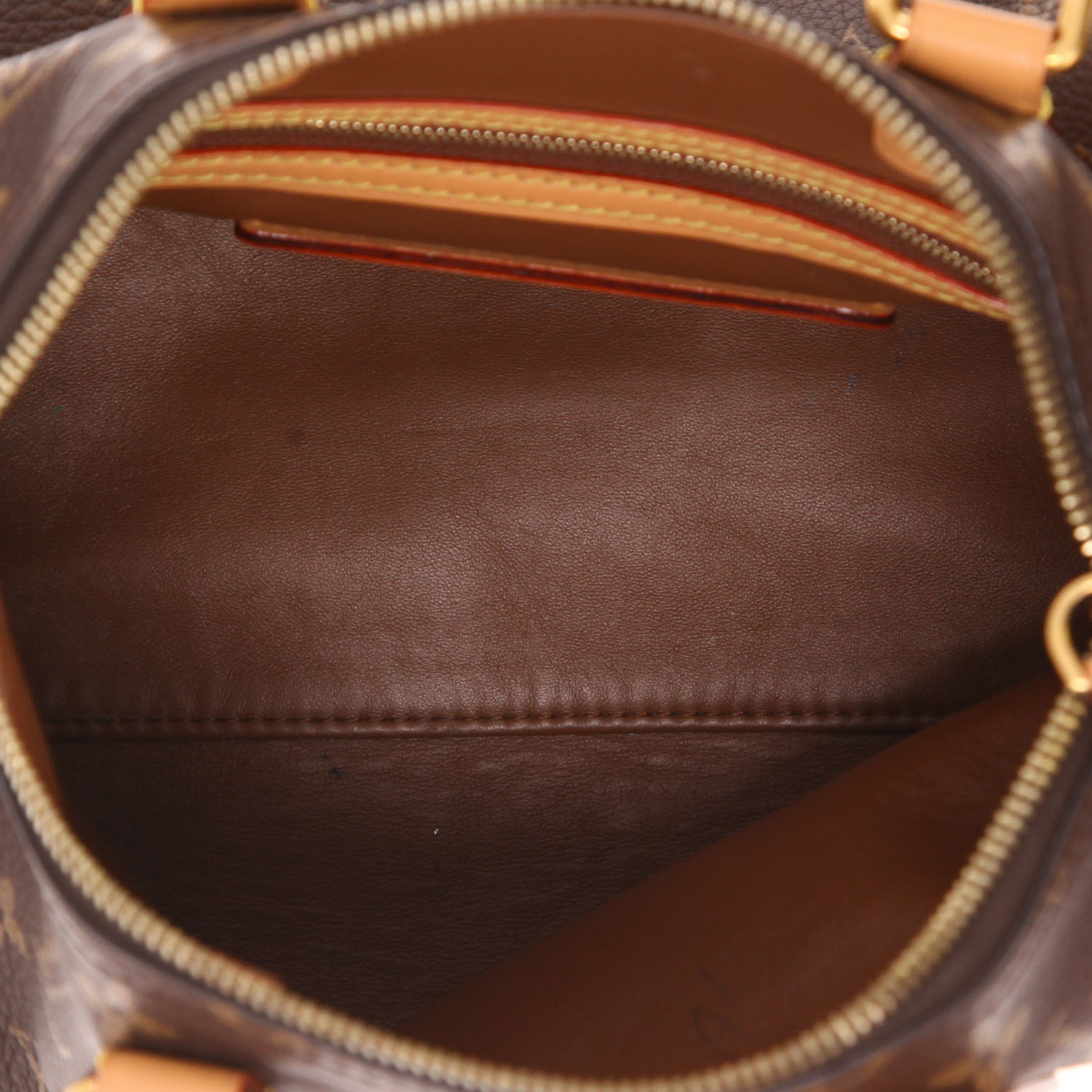 Sac à main Louis Vuitton  Speedy P9 en cuir monogram marron et cuir naturel - Detail D3