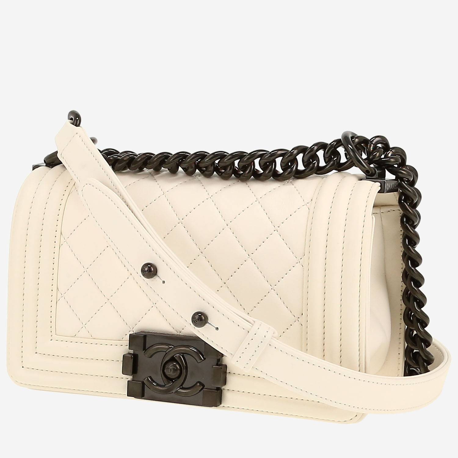 Borsa a tracolla Chanel  Boy in pelle trapuntata bianca