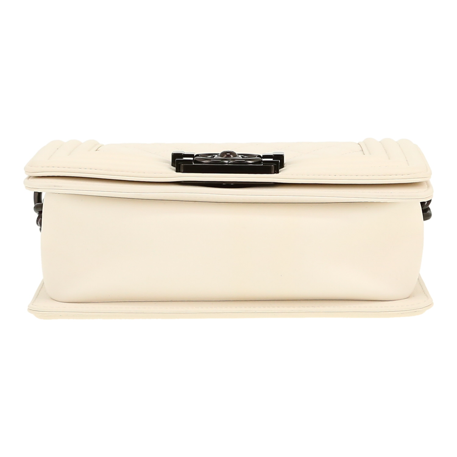 Borsa a tracolla Chanel  Boy in pelle trapuntata bianca - Detail D1