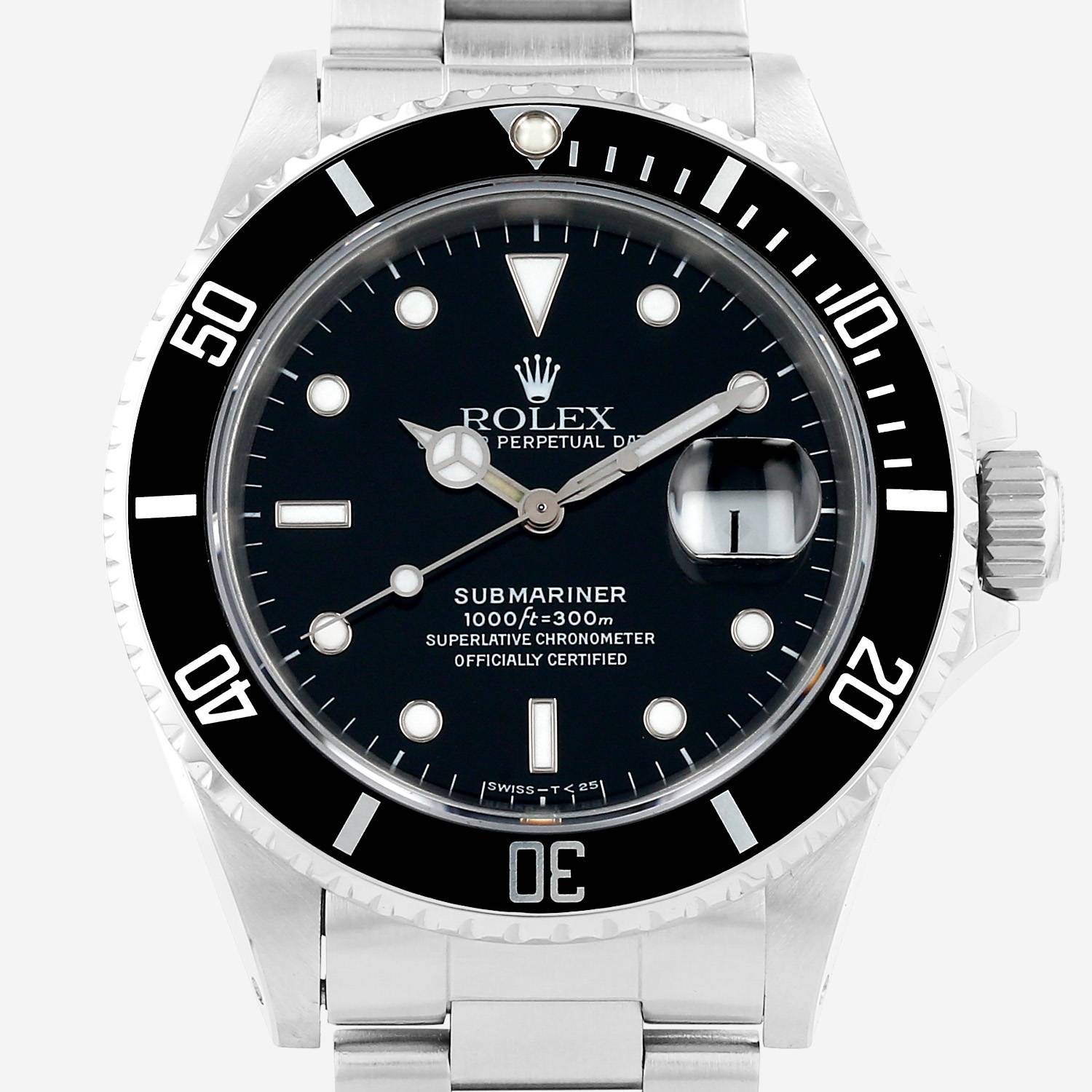Montre Rolex Submariner Date en acier Ref: Rolex - 16610  Vers 1991