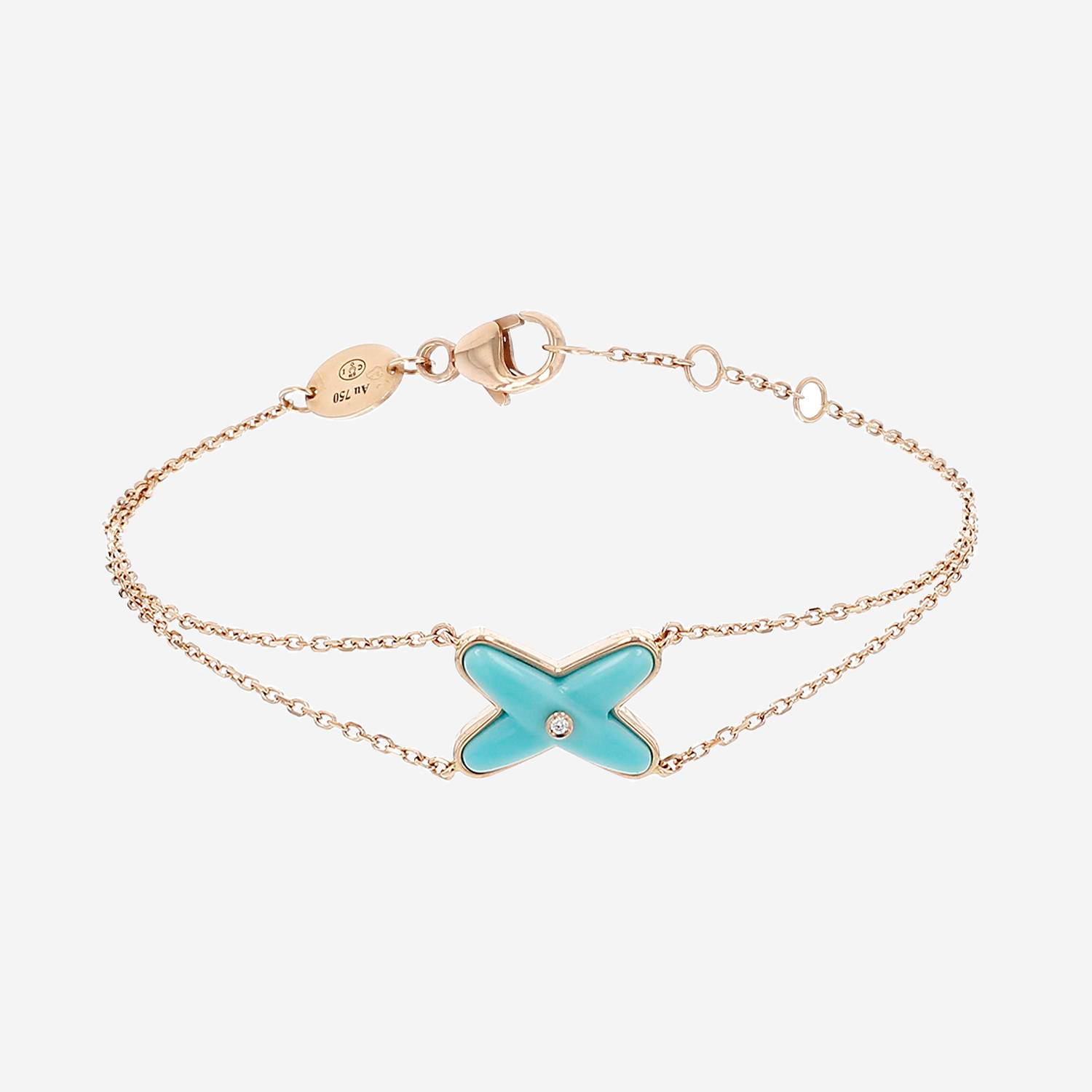 Chaumet Jeux de Liens bracelet in pink gold, turquoise and diamond