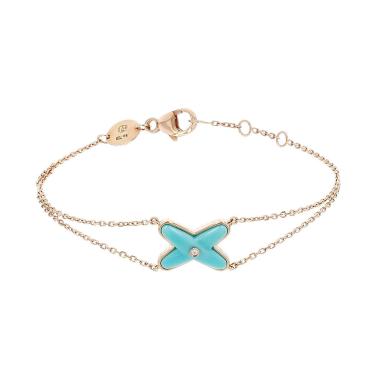 Chaumet Jeux de Liens bracelet in pink gold, turquoise and diamond