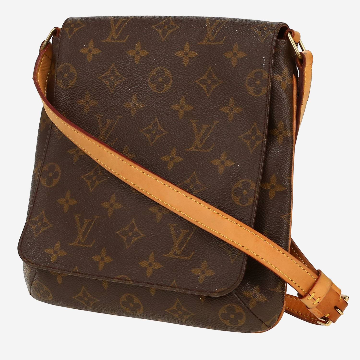 Bolso bandolera Louis Vuitton  Musette en lona Monogram marrón y cuero natural