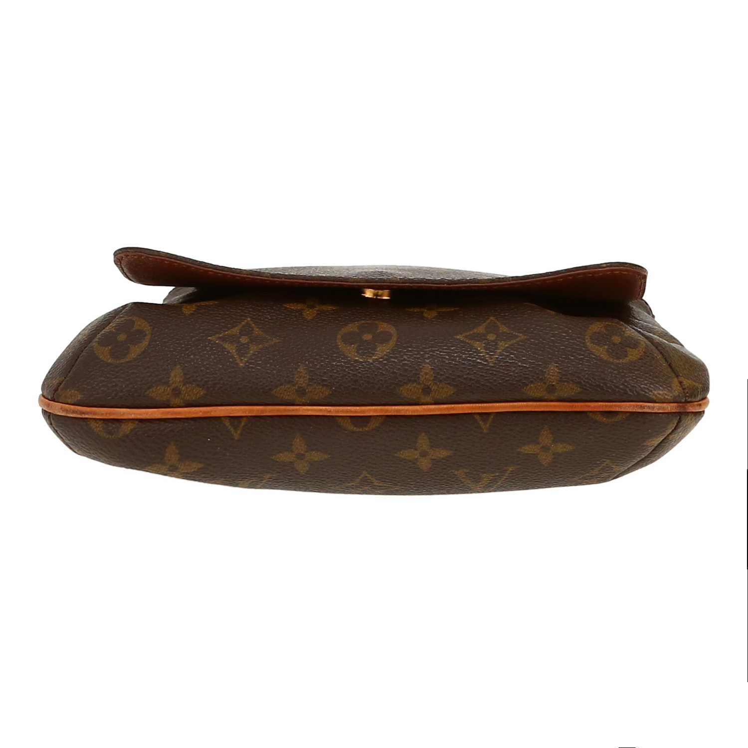 Borsa a tracolla Louis Vuitton  Musette in tela monogram marrone e pelle naturale - Detail D1