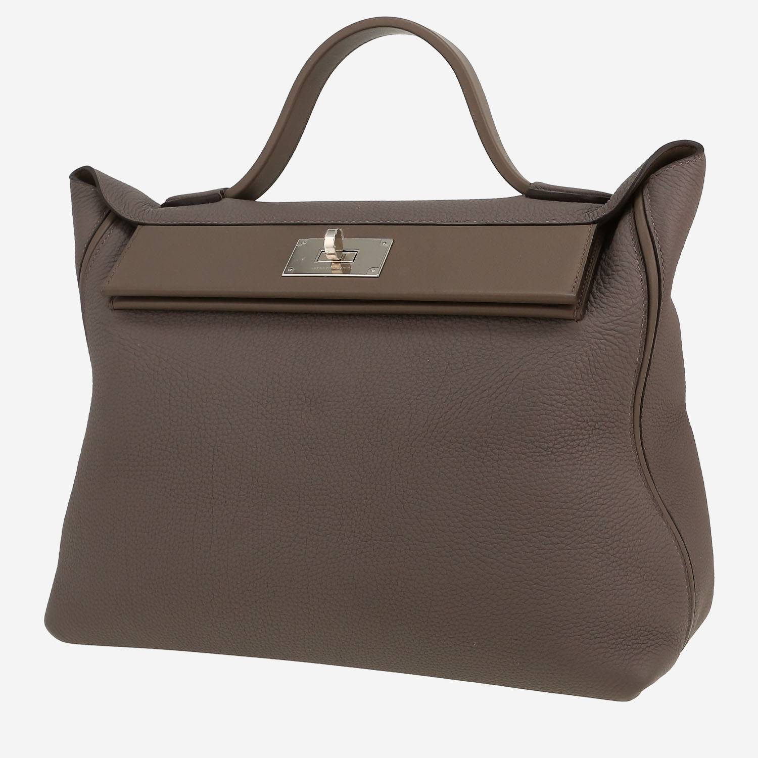 Bolso de mano Hermès  24/24 modelo grande  en cuero togo gris y cuero swift gris