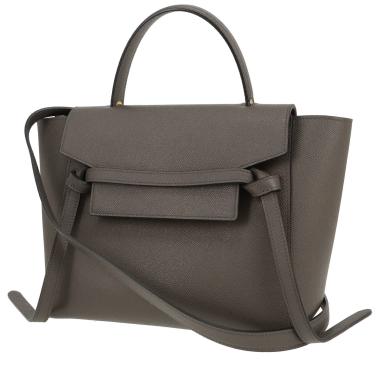 Borsa a tracolla Celine  Belt Micro in pelle martellata grigia