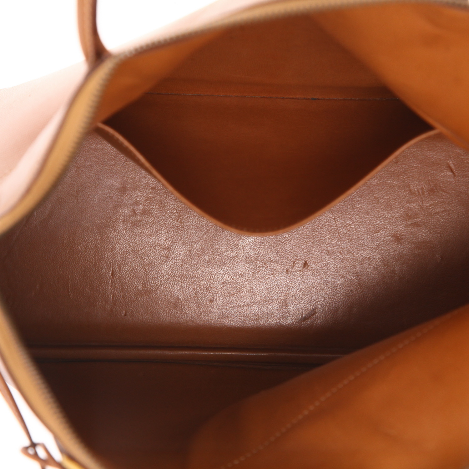 Sac à main Hermès  Bolide 30 cm en cuir Courchevel gold - Detail D3