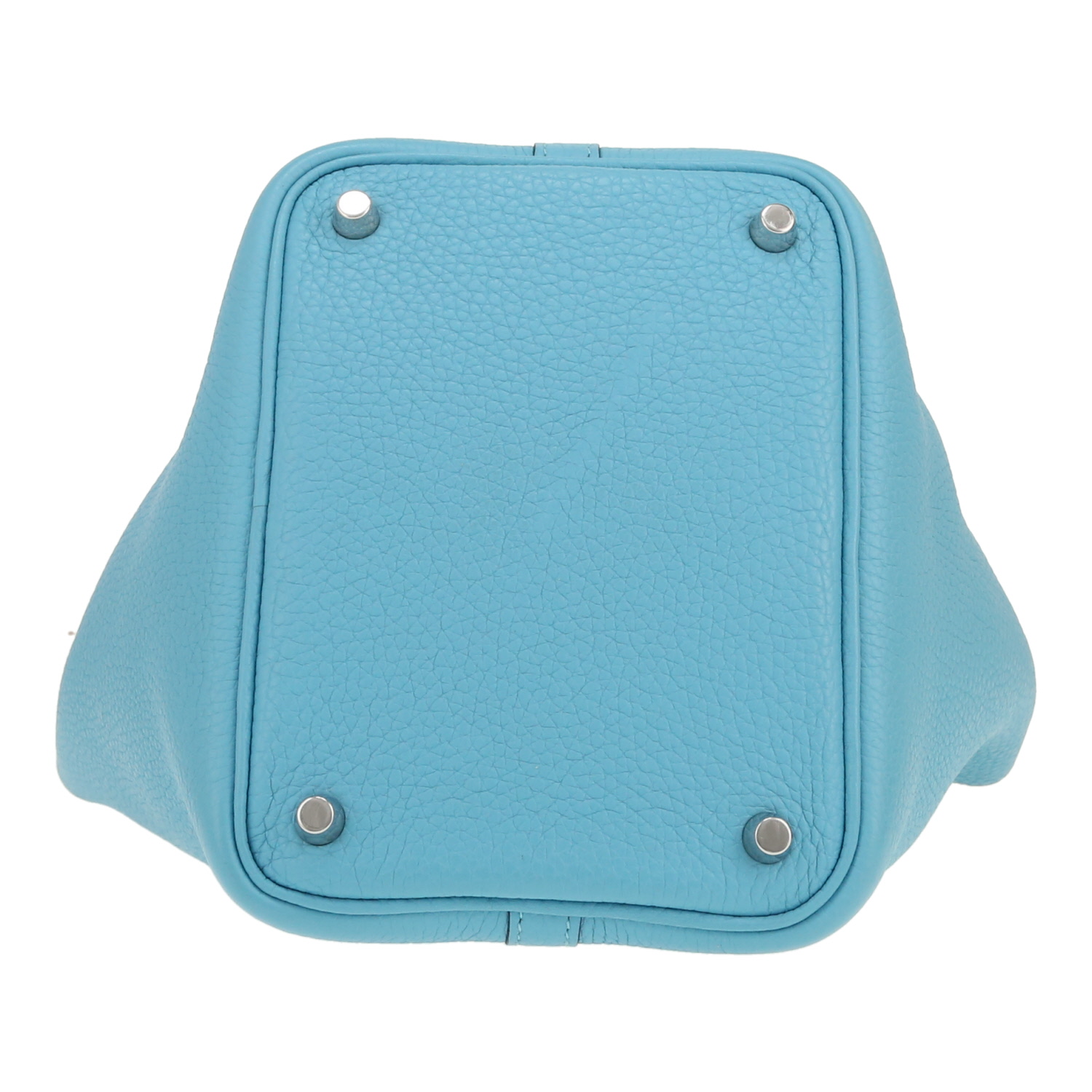 Bolso de mano Hermès  Picotin 18 cm en cuero taurillon clémence Azul del Norte - Detail D1