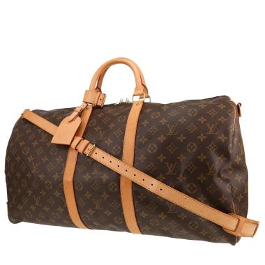 Louis Vuitton Keepall 55 travel bag in brown Monogram canvas and natural leather