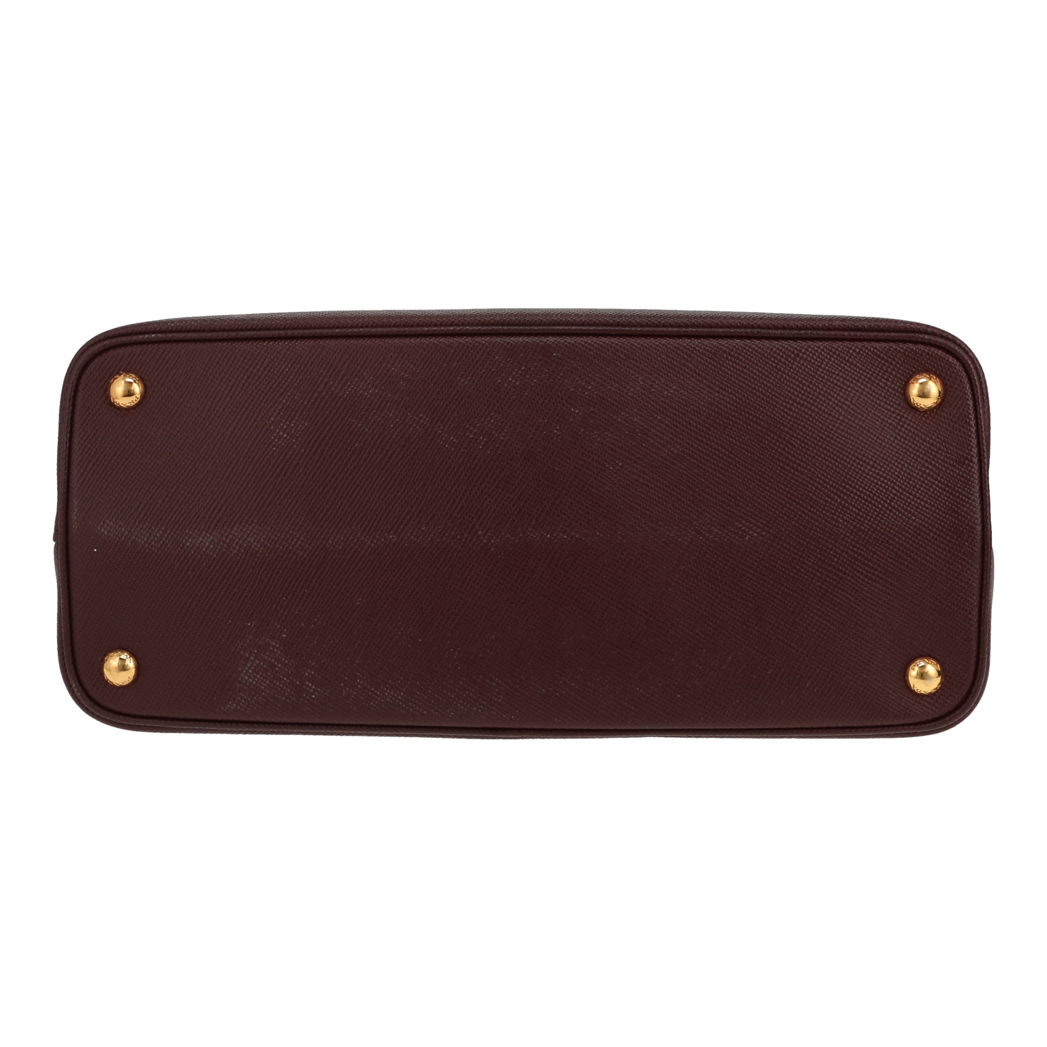 Sac à main Prada  Double moyen modèle  en cuir saffiano bordeaux et gris - Detail D1