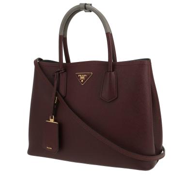 Borsa Prada  Modello Double medio  in pelle Saffiano Bordeaux e grigia