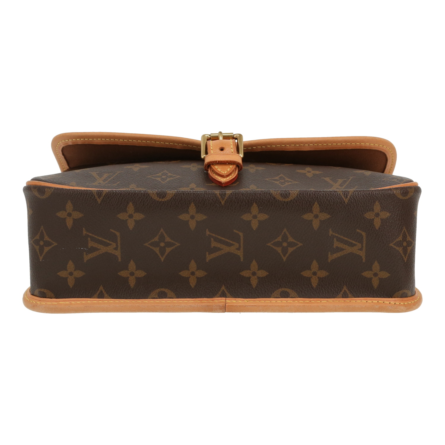 Sac bandoulière Louis Vuitton  Sologne en toile monogram marron et cuir naturel - Detail D1