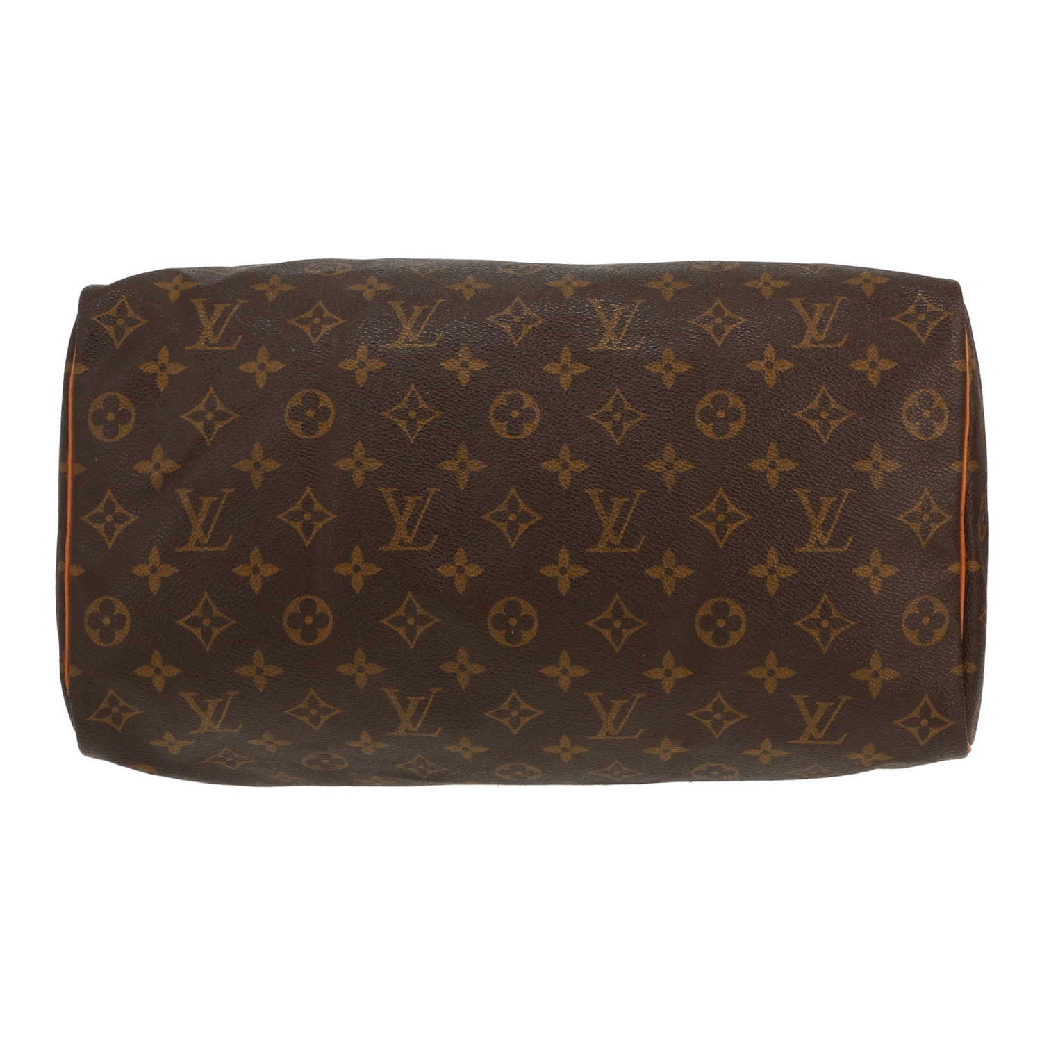 Borsa Louis Vuitton Speedy 35 in tela Monogram marrone e pelle naturale - Detail D1