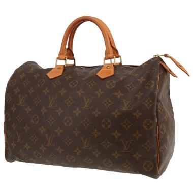 Bolso Louis Vuitton Speedy 35 de lona Monogram marrón y piel natural