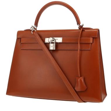 Bolso de mano Hermès  Kelly 32 cm en cuero box Marron d'Inde