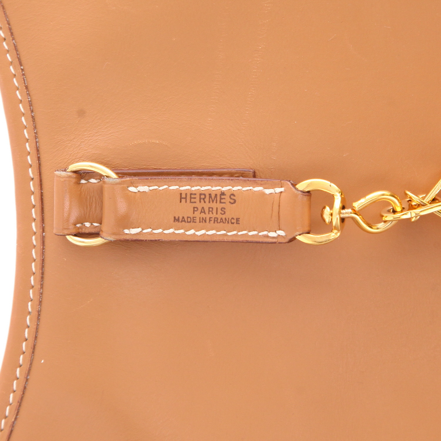 Sac porté épaule ou main Hermès  Trim en cuir box gold - Detail D2