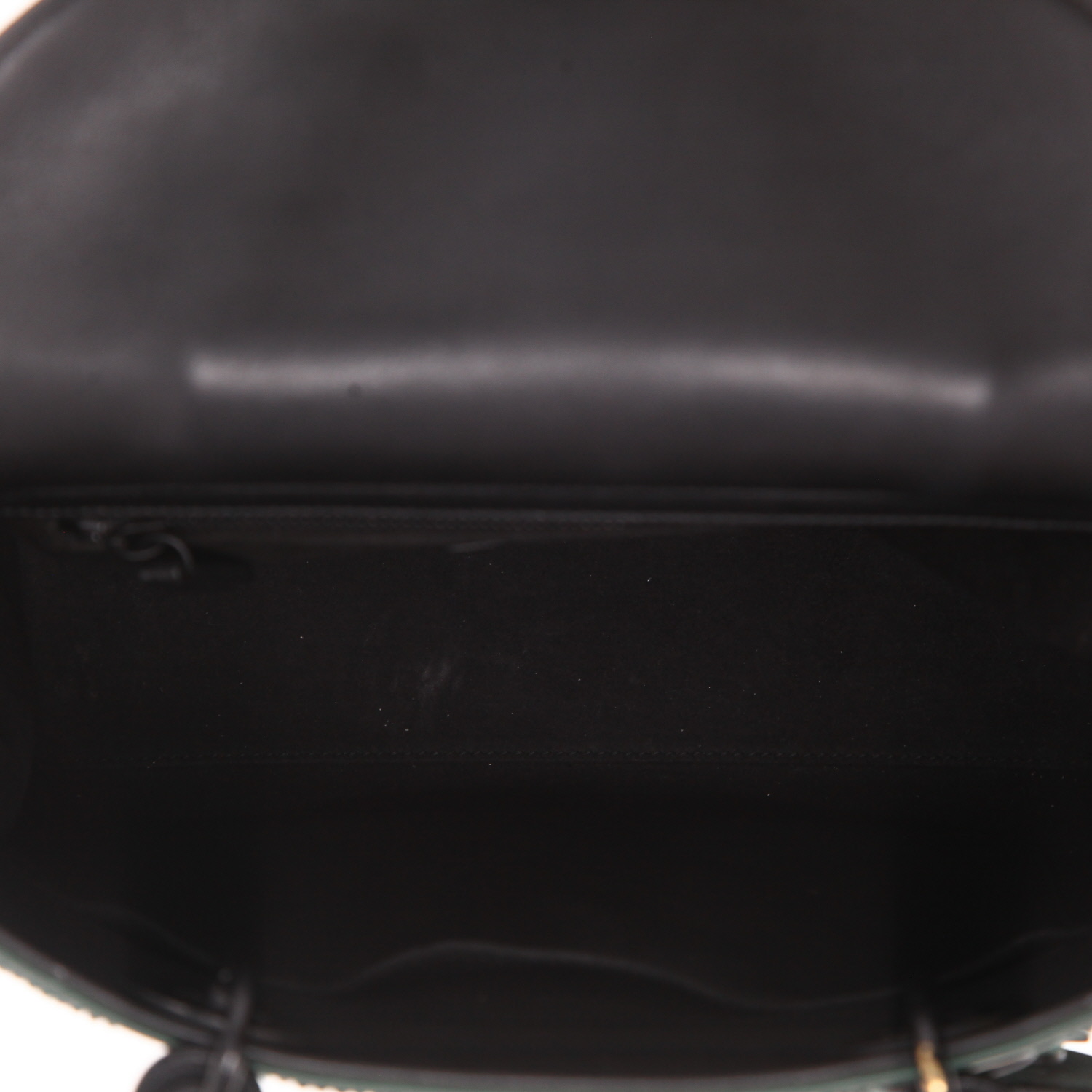 Dior  Lady Dior handbag  in green and black leather  and green paillette - Detail D3