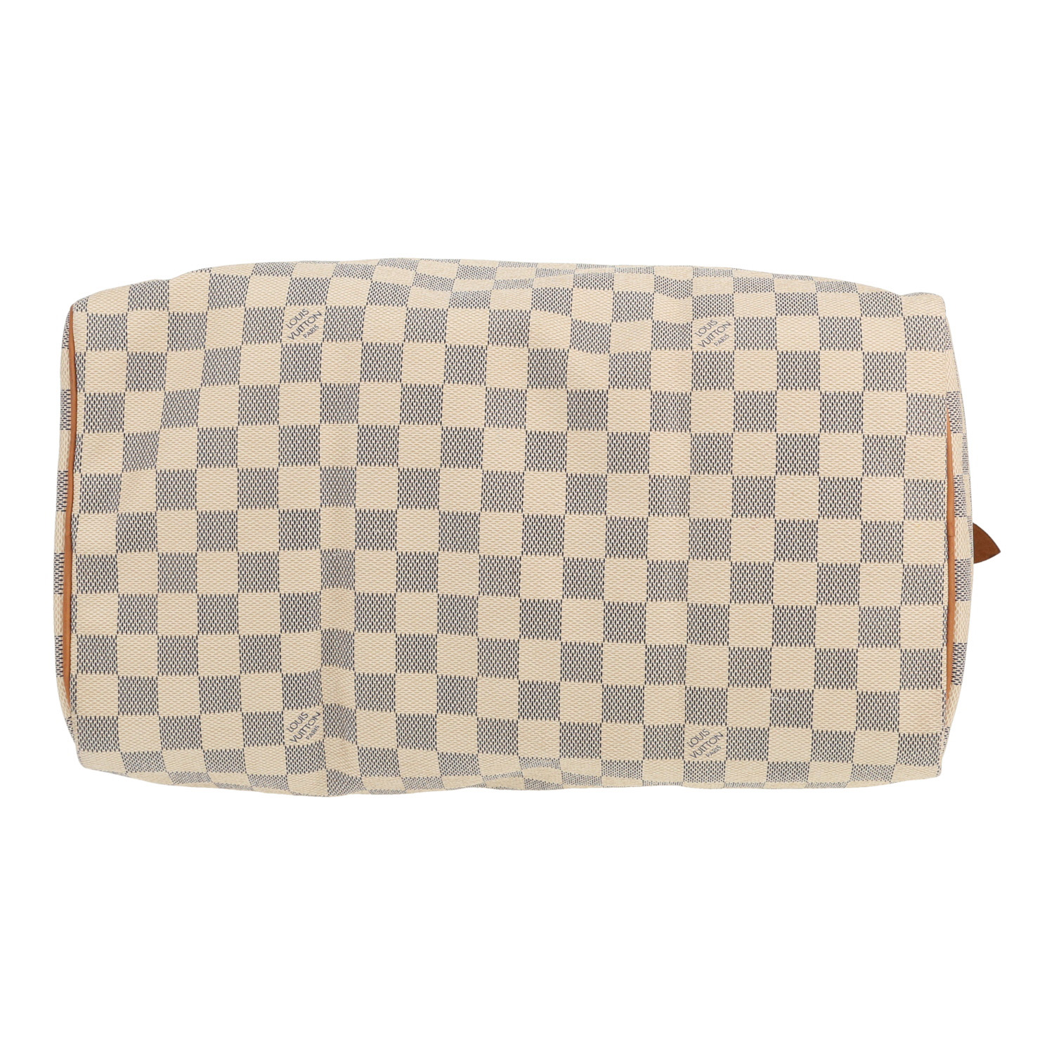 Bolso Louis Vuitton Speedy 35 de lona Damier Azur y piel natural - Detail D1