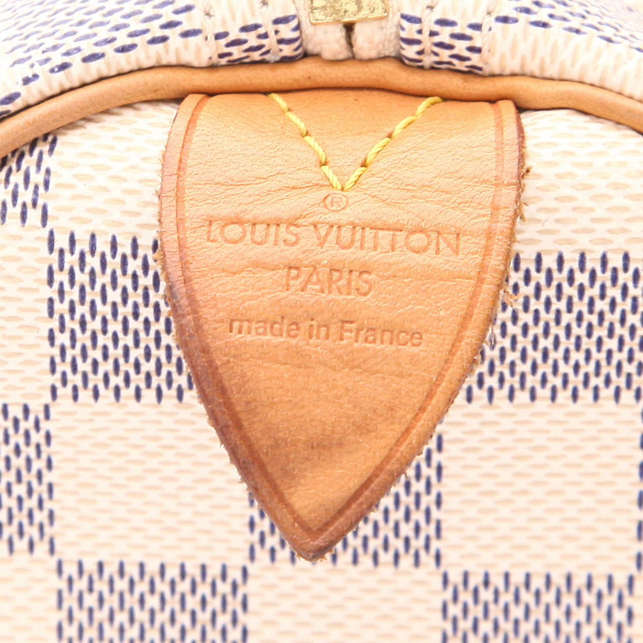 Sac à main Louis Vuitton  Speedy 35 en toile damier azur et cuir naturel - Detail D2