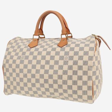 Sac à main Louis Vuitton  Speedy 35 en toile damier azur et cuir naturel