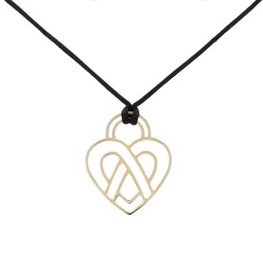 Colgante Poiray Coeur Fil modelo grande de oro amarillo